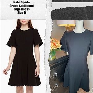 NEVERWORN without tags Vintage Kate Spade Black Crepe Scalloped Edge Dress Sz 6